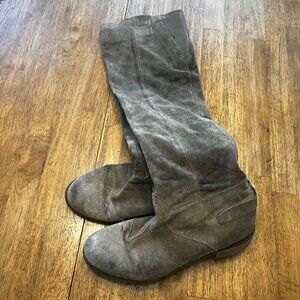 Boutique Tall Greige Suede Boots Sz 9.5